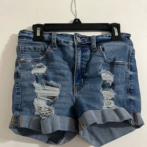 EUC Aeropostale High Rise MIDI Women’s Denim Distressed Shorts size 2